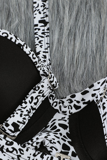 Black Twisted Bust Leopard Bikini Set MYJ0055