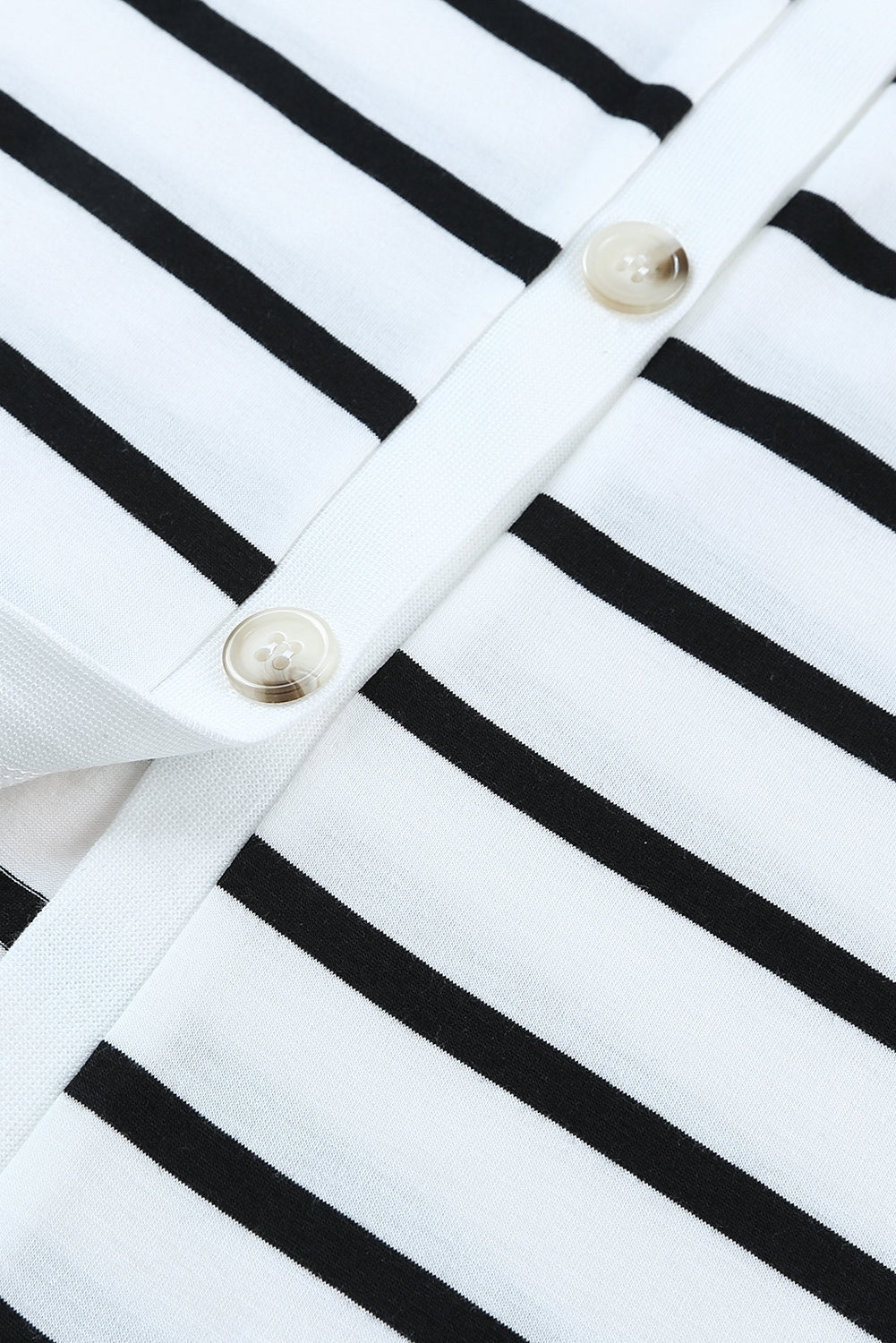 Striped Button Slit Tie V-Neck Midi Dress MDJ0044