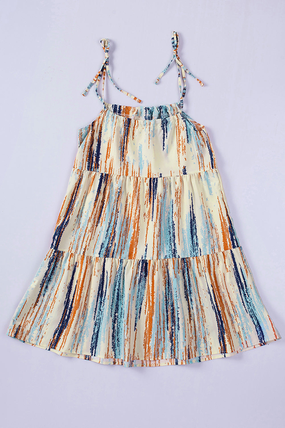 Multicolor Pattern Print Lace-up Spaghetti Strap Shift Mini Dress MDJ0003