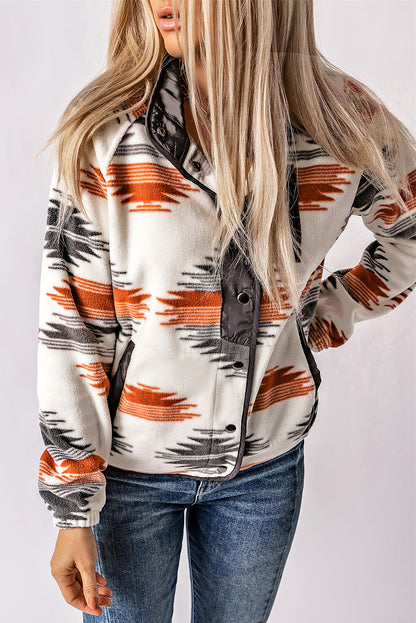 Gray Western Aztec Snap Buttoned Fleece Jacket MTS0146