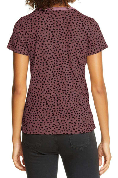 Red Cheetah Print O-neck Short Sleeve T Shirt MTJ0018