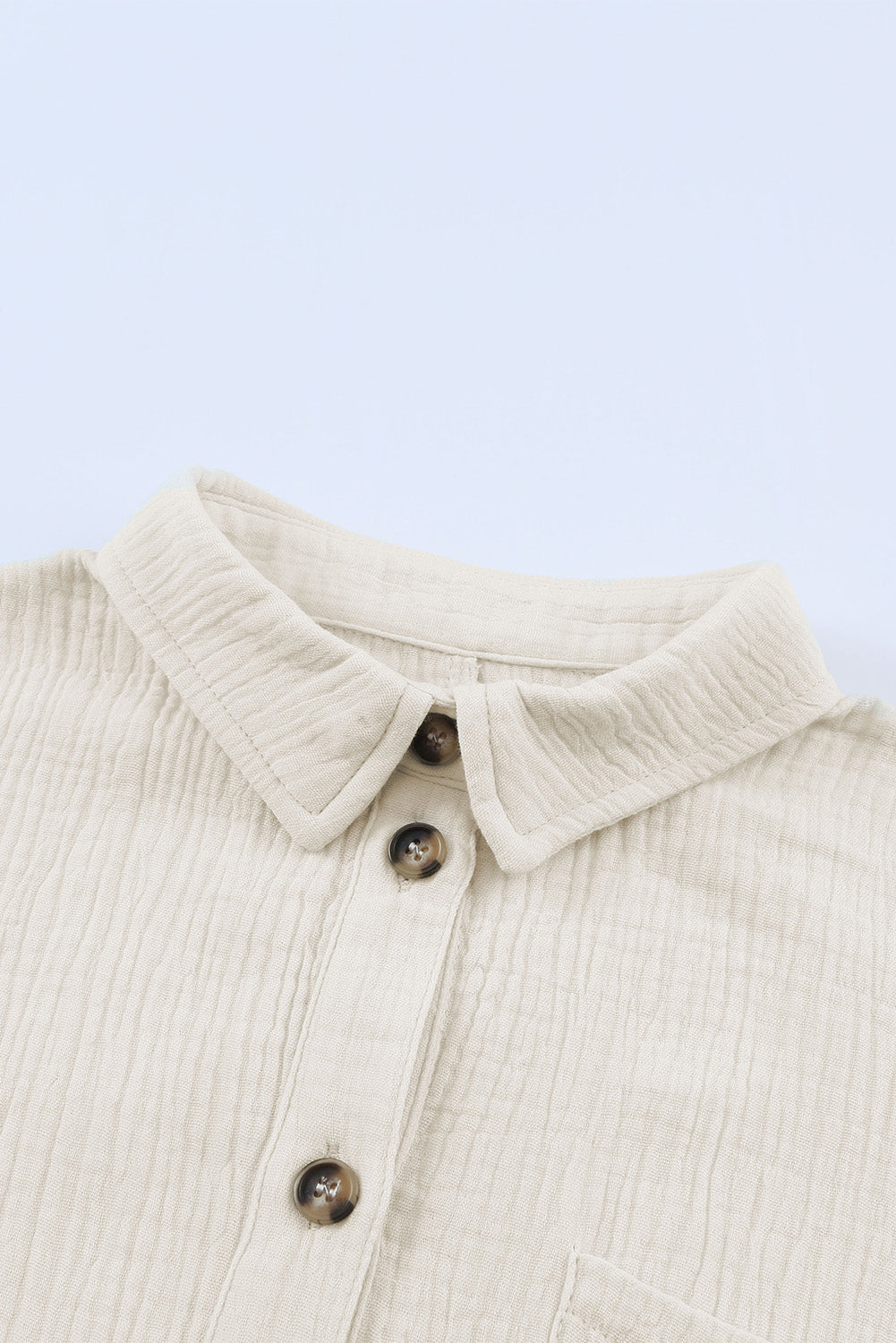 Beige Button Pockets Drawstring Waist Dress MDJ0100