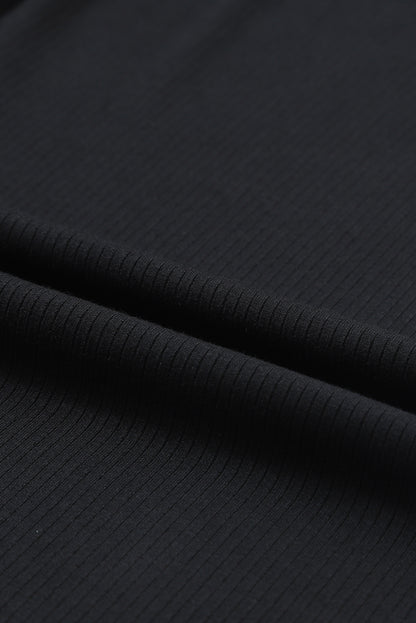 Black Ribbed Knit High Neck Long Sleeve Top MTS0156