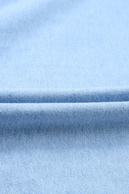 Sky Blue Buttoned Wrap Maxi Denim Skirt MEJ0119