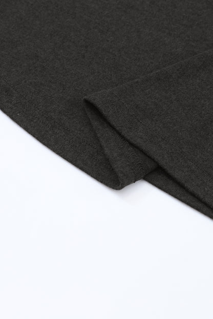 Black Buttoned Puff Long Sleeve Sheath Top MTS0160