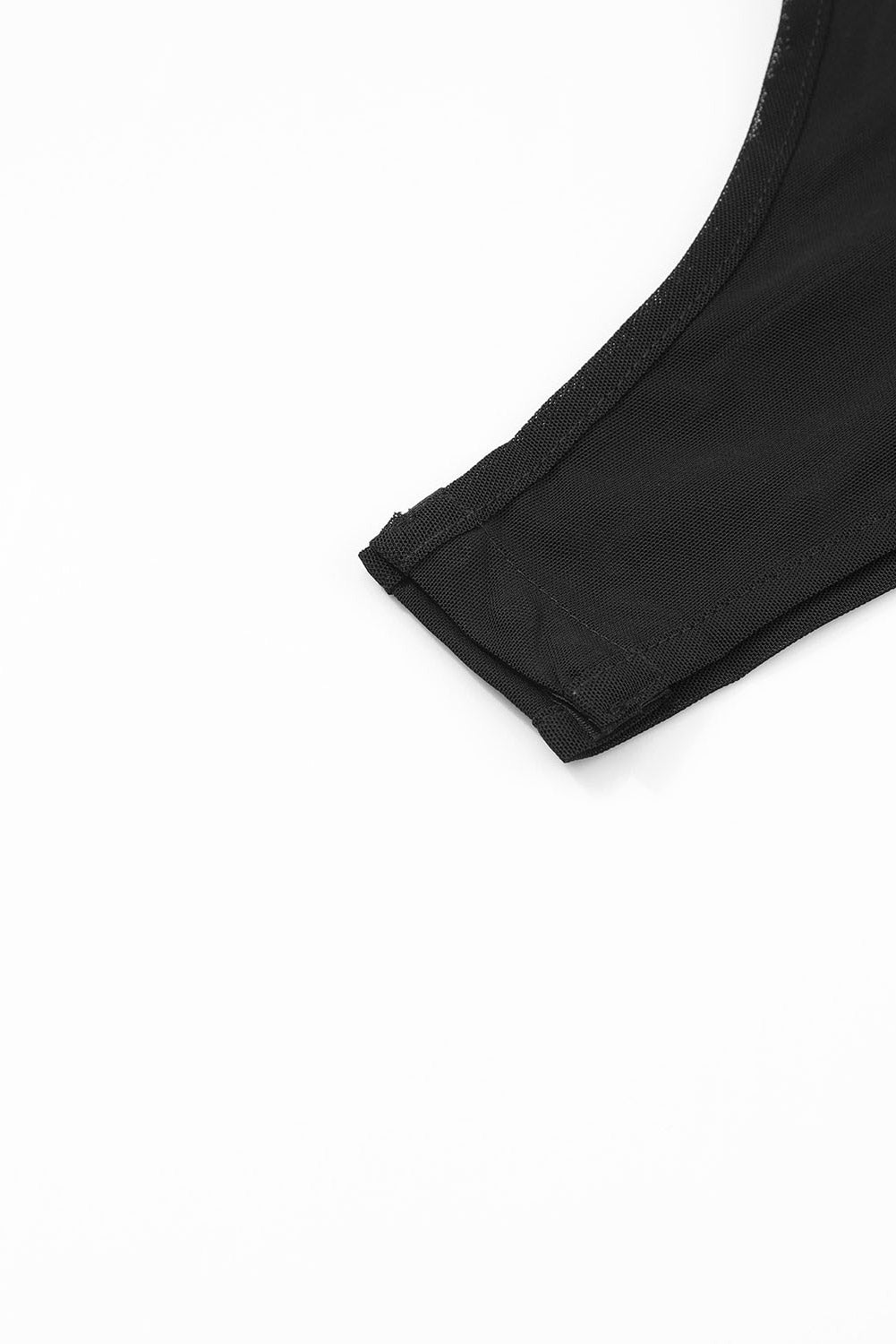 Black Rhinestone Embellished Mesh Long Sleeve Bodysuit LC6421555-2