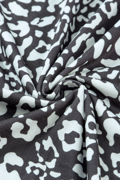 Gray Leopard Print Pocketed Sleeveless Maxi Dress MDJ0134