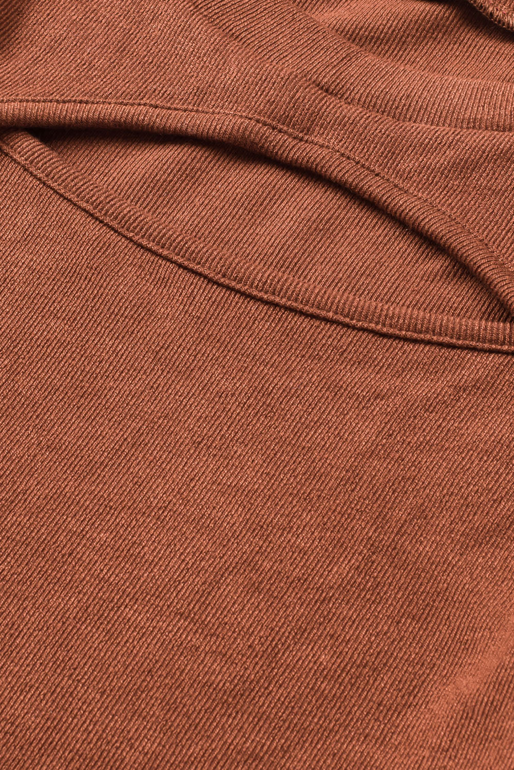 Brown Ribbed Peekaboo Cutout Long Sleeve Top MTS0181