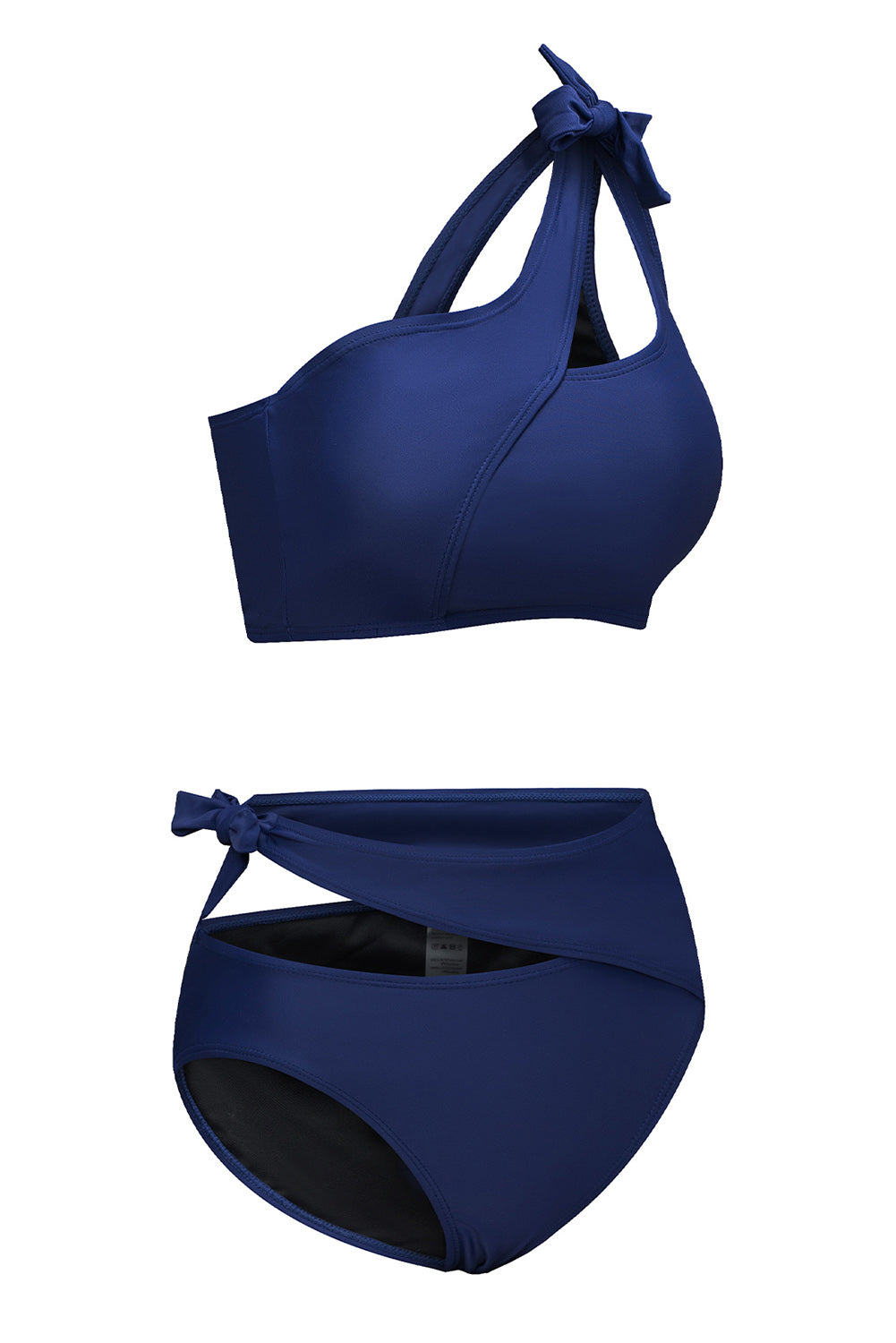 Blue Asymmetric Cutout Knotted High Waist Swimsuit MYJ0104